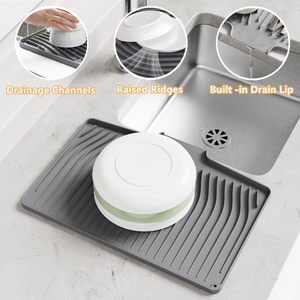 Große Silikon-Trockenmatte mit Aufhängeloch, Rechteckige Spülbecken-Abtropfmatte, Rutschfeste Hitzebeständige Abtropfmatte für Küchentisch und Arbeitsplatte - Product Image 2
