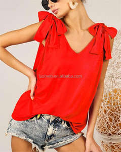 Camiseta sin Mangas con Tirantes Cruzados y Lazo en el Hombro, Color Rosa Intenso, para Mujer, Estilo Casual, Holgada, para Verano, Playa o Vacaciones - Product Image 5