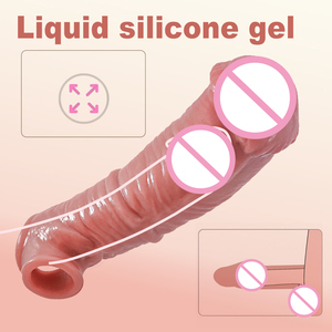 Dicke Realistische Penishülle Penisring Penisverlängerung Ultra-Weiche Silikonhülle Penisring Erotikspielzeug für Männer - Product Image 2