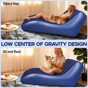 Flocked S Curve <b>Inflatable</b> Recliner <b>Sofa</b> PVC Air Lounge Chair Waterproof Portable Beach Camping Family Rest <b>Inflatable</b> <b>Sofa</b> Bed - Product Image 3