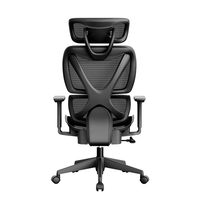 Silla de Oficina Ergonómica en Forma de X con Doble Respaldo, Reposabrazos Tridimensional Ajustable y Reposacabezas Bidimensional