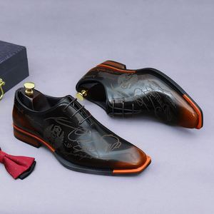 2025 Luxury Customized Business Men's <b>Pointed</b> Toe Lace-Up Genuine Leather Shoes-Anti-Slip Lightweight Wedding & Party Use - Product Image 2