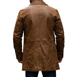 Ventes en gros de manteaux pour hommes en cuir véritable de haute qualité, vêtements d'extérieur tendance pour l'hiver, manteaux en cuir pour hommes personnalisés avec logo - Product Image 3