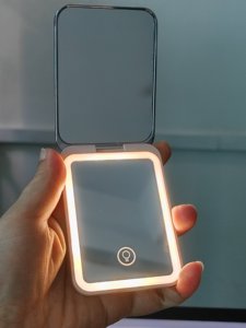 new developed in 2026 super mini Rechargeable Double-Sided Pocket <b>LED</b> 1x 3x Magnifying <b>Mirror</b> Folded Design for Travel Makeup - Product Image 5