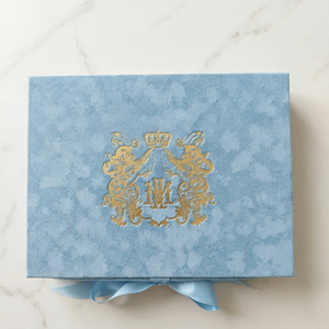 กล่อ<span class=keywords><strong>ง</strong></span>เชิญ<span class=keywords><strong>ง</strong></span>านแต่ง<span class=keywords><strong>ง</strong></span>านสุดหรูหุ้มกำมะหยี่สีฟ้าอ่อนประดับฟอยล์ทอ<span class=keywords><strong>ง</strong></span> พร้อมภาพประกอบและบัตรตอบรับพร้อมคิวอาร์โค้ด - Product Image 2