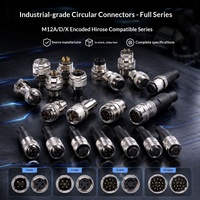 Peralatan Kontrol Industri ADAMICU Konektor Bundar M12 Kompatibel untuk Sinyal Steker Penerbangan 6P Male Push-Pull