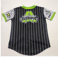 Maillots de cheerleaders, ensemble d'échauffement, sac de cheerleading, pompons, nœuds, imprimé rayé, maillot de baseball pour équipe de cheerleading, Académie de danse