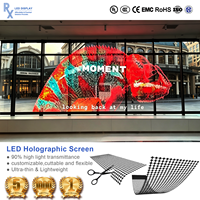 Écran LED holographique transparent 3D RX à installation facile P3.91, écran LED transparent pour vitrine, publicité en magasin intérieur