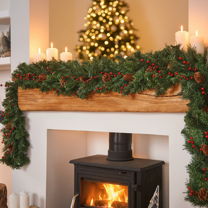 Guirlande Ronde Artificielle de Noël en Rotin, Décoration de Noël avec Cônes de Pin et Fruits Verts, 2,7 m, Faite à la Main, DIY, pour Arbre de Noël, Maison, Fêtes et Célébrations - Product Image 2