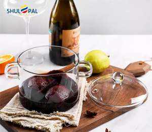 Pentole in vetro borosilicato all'ingrosso pentola in vetro e pentola con doppio manico e coperchio - Product Image 6