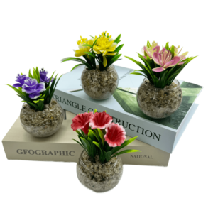 Petite plante et fleurs artificielles en verre vert pour la <span class=keywords><strong>d</strong></span>écoration intérieure <span class=keywords><strong>D</strong></span>éco verte - Product Image 4