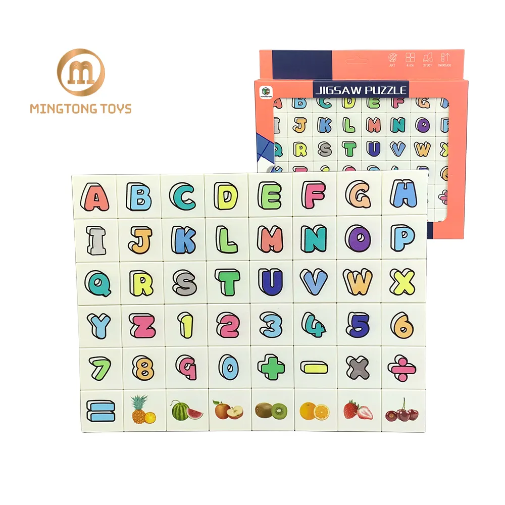 Printing OEM Logo Customized Design Children Educational Toy Plastic Building Bricks Games Digital Letters Jigsaw Puzzle Blocks
