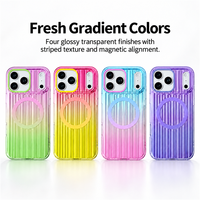 Coque de téléphone magnétique à texture rayée C0577 pour iPhone 16 17 Air 15 Pro 14 Pro Max 18 Pro, anti-chute, couleur dégradée, coque arrière