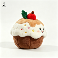 Peluche Cupcake Cerise Kawaii avec Visage Souriant, Coussin en Peluche Doux, Décoration de Canapé, Cadeau d'Anniversaire pour Enfants