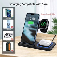 Chargeur sans fil magnétique portable CE FCC ROHS 15W 3 en 1 Type-C QC3.0 pour téléphone portable, écouteurs et montre connectée