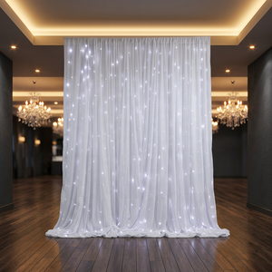 White Velvet <b>Star</b> Curtain <b>LED</b> with Meteor Light Strips for Concert and Party Use - Product Image 5