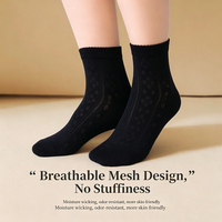 Chaussettes mi-mollet en soie de mûrier pour femmes, douces pour la peau, ajourées, respirantes, à motif floral en maille
