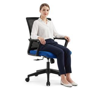 Silla de Oficina Ergonómica con Respaldo Medio y Reposabrazos Fijos, Sillas de Oficina <span class=keywords><strong>2021</strong></span>, Muebles de Oficina, Silla de Trabajo - Product Image 1