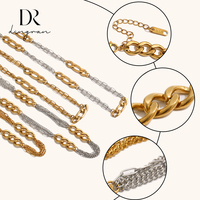 Collar de Eslabones Gruesos en Dos Tonos de Acero Inoxidable Chapado en Oro de 18K Dingran, Joyería de Moda para Mujer, Venta al Por Mayor