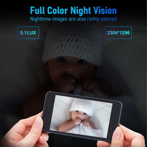 Caméra de surveillance intelligente pour bébé Tris Home 2,4 pouces 2MP, suivi de mouvement, vision nocturne couleur, WiFi, caméra de sécurité intérieure - Product Image 5