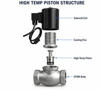 Katup Solenoid Kontrol Piston Pilot 2/2 Arah Industri Baja Tahan Karat Normal Tertutup OEM untuk Uap dan Gas Suhu Tinggi
