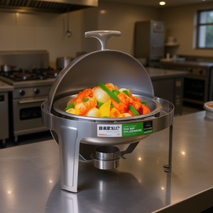 Chauffe-Plat Électrique Professionnel 6L en Acier Inoxydable à Couvercle Roulant, Maintien au Chaud Continu, Argent - Product Image 2