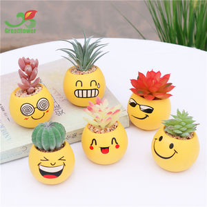 Vasi Moderni Personalizzati Economici in Ceramica Gialla Smaltata a Forma di Faccina Sorridente, Piccoli Vasi per <span class=keywords><strong>Fiori</strong></span> e Piante Grasse Artificiali per Decorazioni Domestiche di Capodanno - Product Image 2