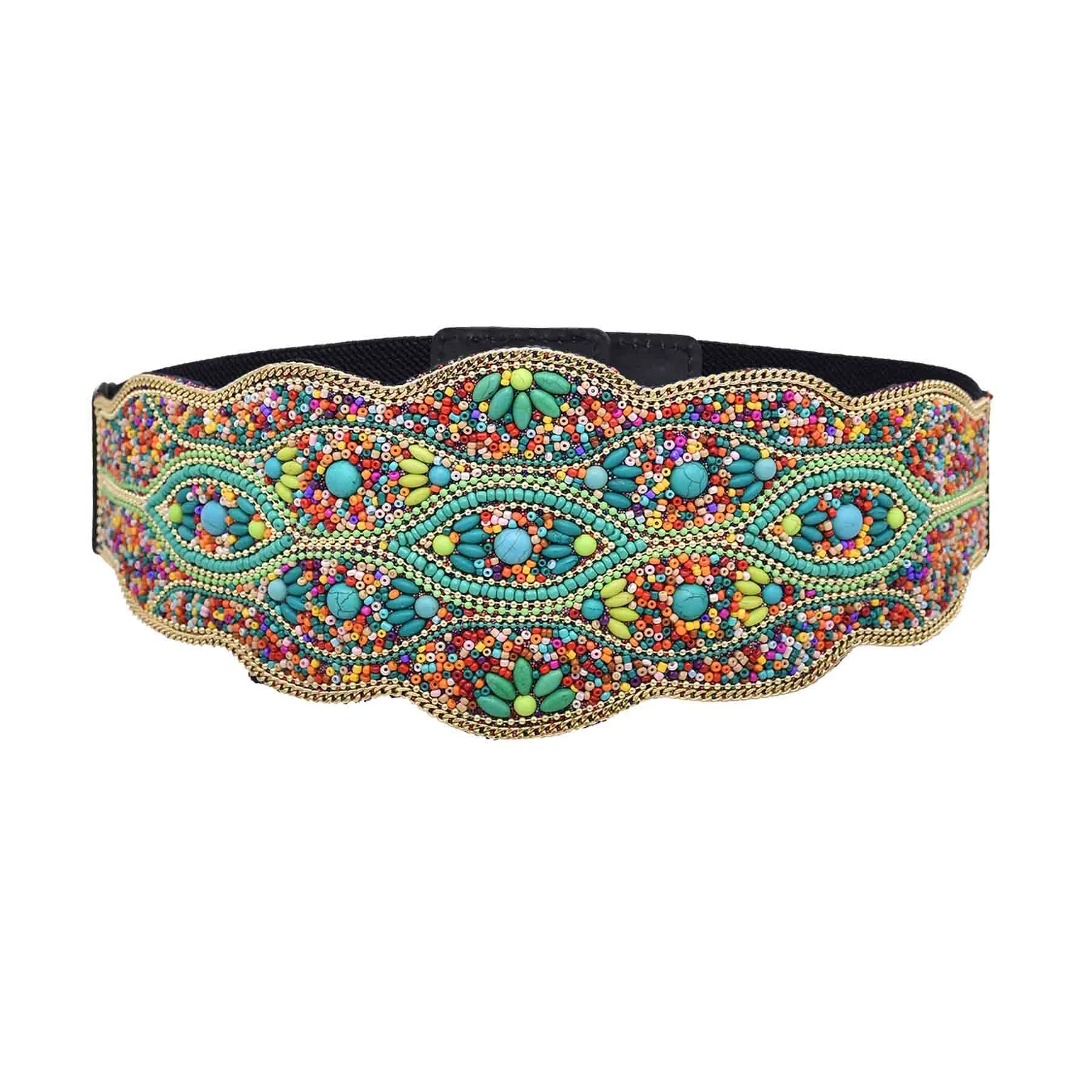 Colorful Beaded Statement Belt Ditch the ordinary! Our one-of-a-kind beaded belts are for  main image 4