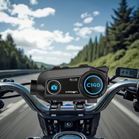 Casque de moto étanche Crown C140 avec interphone V5.0, design élégant, caméra HD 2K pour 4 à 6 motards, portée 800m, en métal