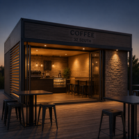 Mini-structure en acier préfabriquée pour café, bar, cantine, ou espace commercial modulaire en conteneur urbain