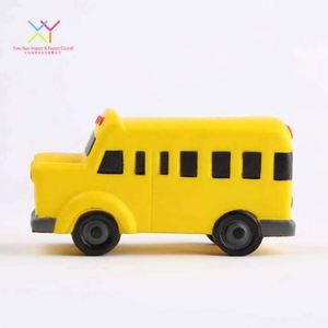 Balle anti-stress en mousse PU avec logo personnalisé, camion et autobus scolaire, jaune, jouet promotionnel ludique sur le thème du transport avec logo imprimé - Product Image 2