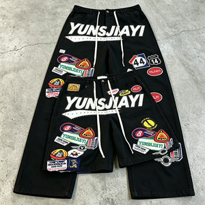 YSJY OEM Jeans à jambes larges personnalisés pour hommes, streetwear, denim vintage, <span class=keywords><strong>pantalon</strong></span> Y2K avec appliques, broderies, <span class=keywords><strong>pantalon</strong></span> en denim graphique - Product Image 3