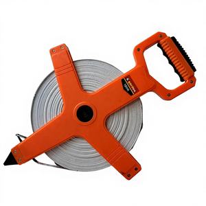 Pita Ukur Fiberglass 100M, Bingkai Genggam, Tahan Lama, Dapat Ditarik Ulang, Alat Pengukur Jarak Jauh dengan Bilah Baja Karbon - Product Image 2