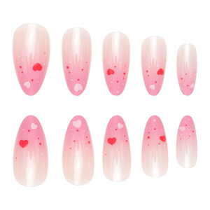Ongles en acrylique français en <span class=keywords><strong>forme</strong></span> de coeur dégradé rose de luxe Style <span class=keywords><strong>ballerine</strong></span> réutilisable avec vernis à ongles caractéristique de Salon mignon emballé - Product Image 2