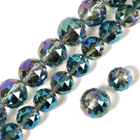 Perles de verre facettées en cristal AB bleu vert transparent de 24 mm et 30 mm, boules disco, attrape-soleil, boîte pour la fabrication de bijoux DIY