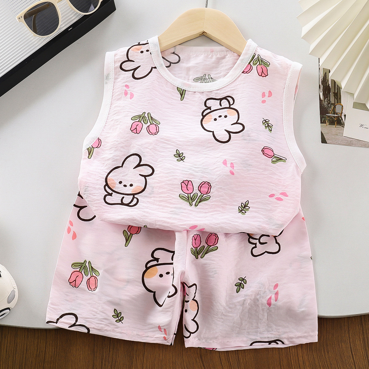 Set gilet rosa con coniglietto M-2