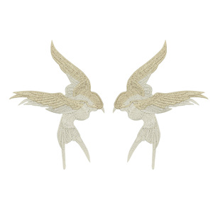 Parche de tela de poliéster y algodón con bordado de pato mandarín y pájaro pequeño, en forma de abanico, con nubes auspiciosas, estilo chino - Product Image 2
