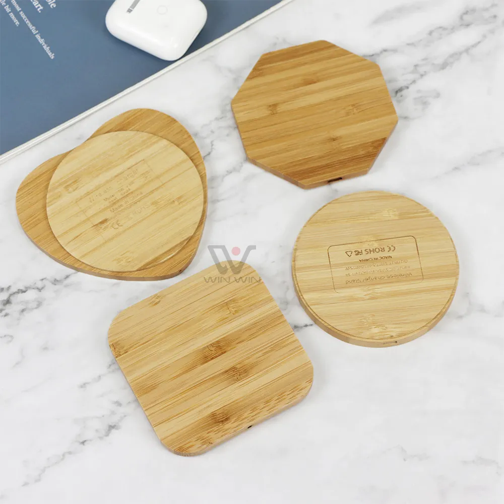 Wooden Wireless Chargers Fast Charge High Power Bank 10W 15W Qi Mini Wireless Charger