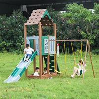 Ensembles de jeu pour enfants avec toboggan en plastique et balançoire pour tout-petits Équipement de terrain de jeu préscolaire pour le parc ou l'arrière-cour
