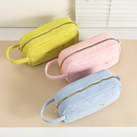 YHY Organisateur portable rectangulaire en velours côtelé avec fermeture éclair, grande capacité, élégant et minimaliste pour bijoux