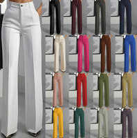 Pantalon de Costume Élégant pour Femme – Taille Mi-Haute, Coupe Droite, Longueur Intégrale, en Spandex/Polyester – Nouvelle Collection Automne Hiver