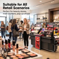 Vitrine de présentation cosmétique ouverte avec structure métallique robuste et étagères à haute capacité de charge pour les magasins de beauté et les comptoirs de centres commerciaux