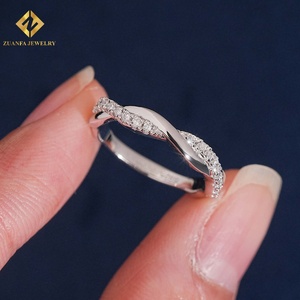 Anillo de Eternidad ZUANFA JEWELRY para Mujer, Plata 925 con Baño de Rodio, Corte Brillante Redondo, Engaste Pavé de Diamantes, Estilo Clásico - Product Image 6
