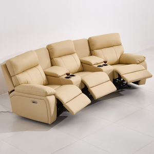 Ensemble de canapés inclinables électriques multifonctionnels de luxe en cuir italien sur mesure avec structure en bois extensible pour <span class=keywords><strong>home</strong></span> cinéma et salon - Product Image 2