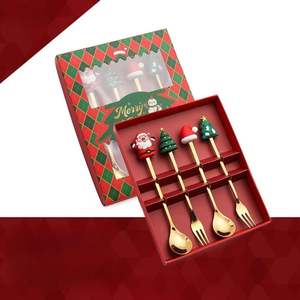Novelty Beautiful and Exquisite Christmas Tree Forks and Santa Claus Spoons Six Piece Set for Hot Christmas Packaging <b>Gift</b> <b>Box</b> - Product Image 4