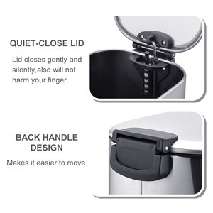 <span class=keywords><strong>Cubo</strong></span> de <span class=keywords><strong>Basura</strong></span> para Baño con Tapa, de Acero Inoxidable, Rectangular, con Pedal, para Espacios Estrechos de Oficina - Product Image 3