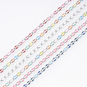 Chaîne ovale en acier inoxydable plaqué or 18 carats avec émail double face <span class=keywords><strong>pour</strong></span> la fabrication de <span class=keywords><strong>bijoux</strong></span>, accessoires - Product Image 4