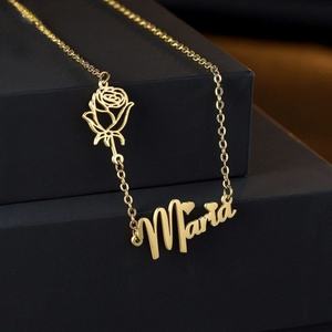 Collares con Nombre Personalizados de Moda, Chapados en Oro de 18K, con Forma de Corazón y Mariposa, Placa de Acero Inoxidable con Nombre, Joyería Personalizada - Product Image 3