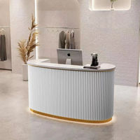 Comptoir de réception moderne sur mesure pour salon de beauté et coiffure, meuble de réception incurvé, comptoir d'accueil