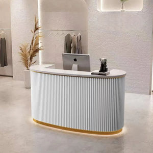 Custom Modern Reception Desk Beauty Salon Hairdressing Furniture Curved Reception Desk Reception Counter Front Desk